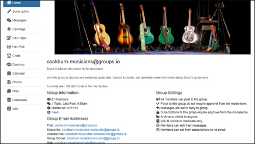 Cockburn-Musicians homepage at groups.io