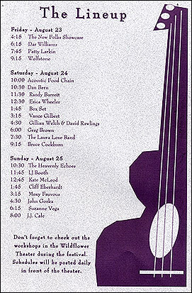 Folks Festival program line-up.