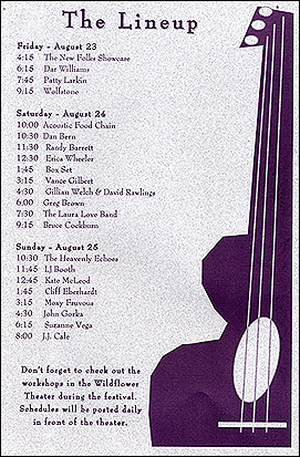 Folks Festival program line-up.