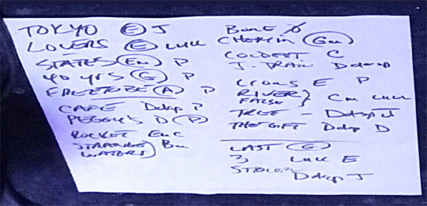 Bruce Cockburn - Setlist chords - January 28, 2018 - Seattle -  photo - Gail Herman