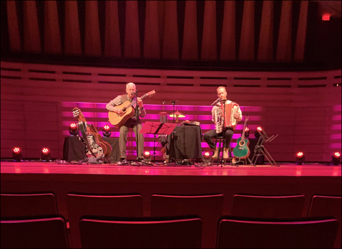 Bruce Cockburn & John Aaron Cockburn - soundcheck - Toronto - 19 October 2019 - photo Bernie Finkelstein