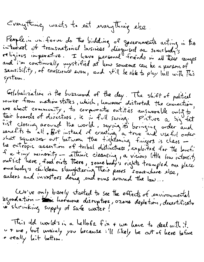 Page 3 of a copy of Bruce's handwritten convocation speech.