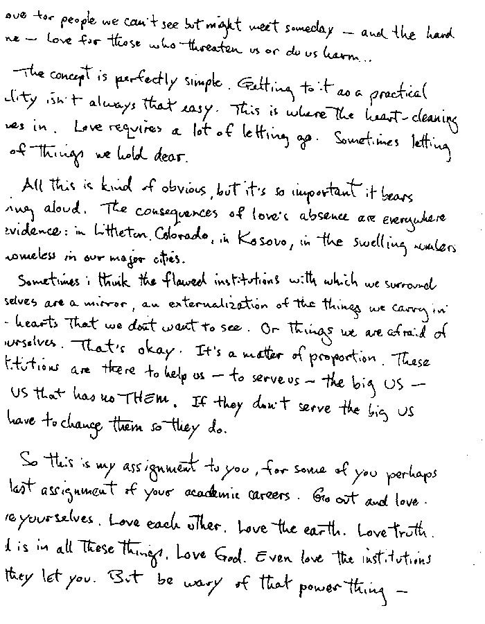 Page 7 of a copy of Bruce's handwritten convocation speech.